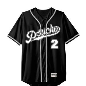 RUSS merch Athletic Black Baseball Jersey with White Script